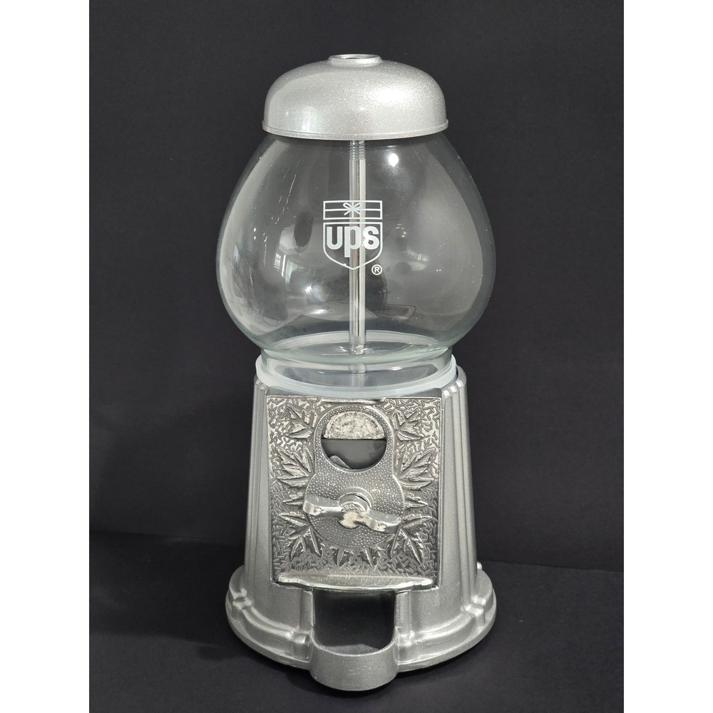 UPS Vintage Style Gumball Machine Silver Metal Glass Petit Machine 9 Inch Boxed